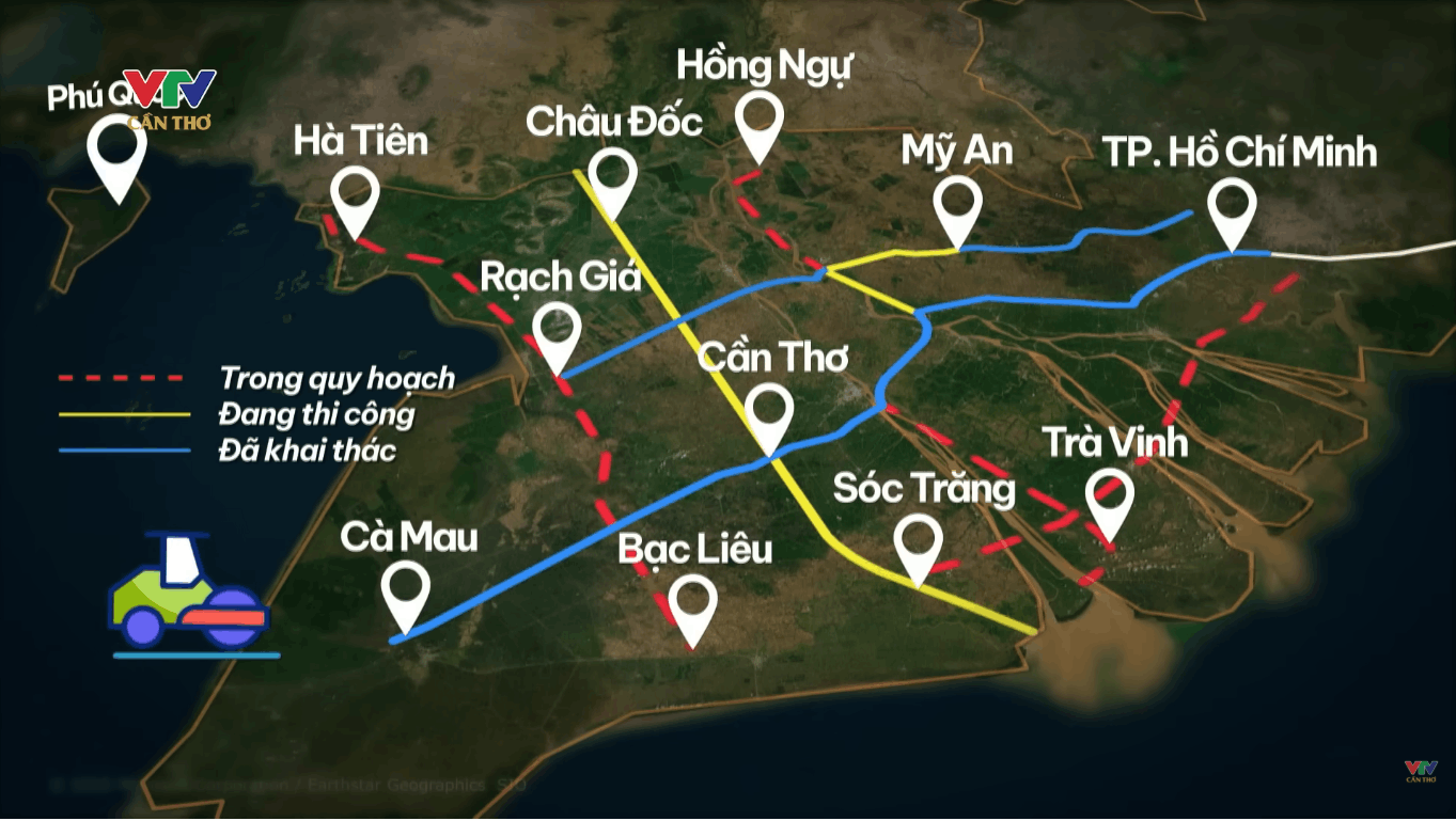 Toàn cảnh các trục cao tốc ĐBSCL (ảnh: VTV Cần Thơ)